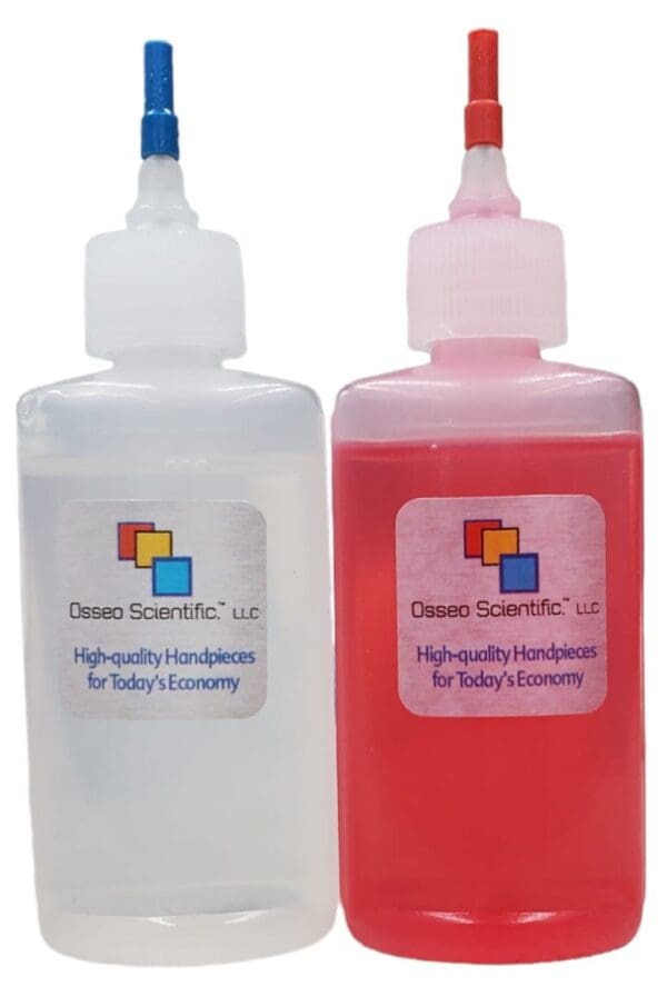 Osseo Scientific - Dental Handpiece Oil Lubricant - 2 bottles - Red and Clear
